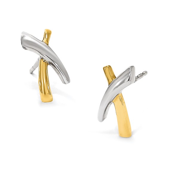 Leslie's 14K w/Rhodium X Post Earrings