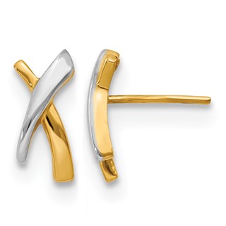 Leslie's 14K w/Rhodium X Post Earrings