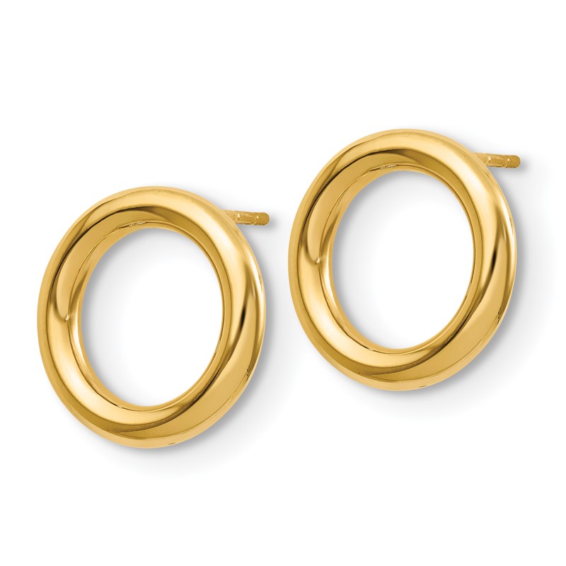 14K Polished Circle Post Earrings