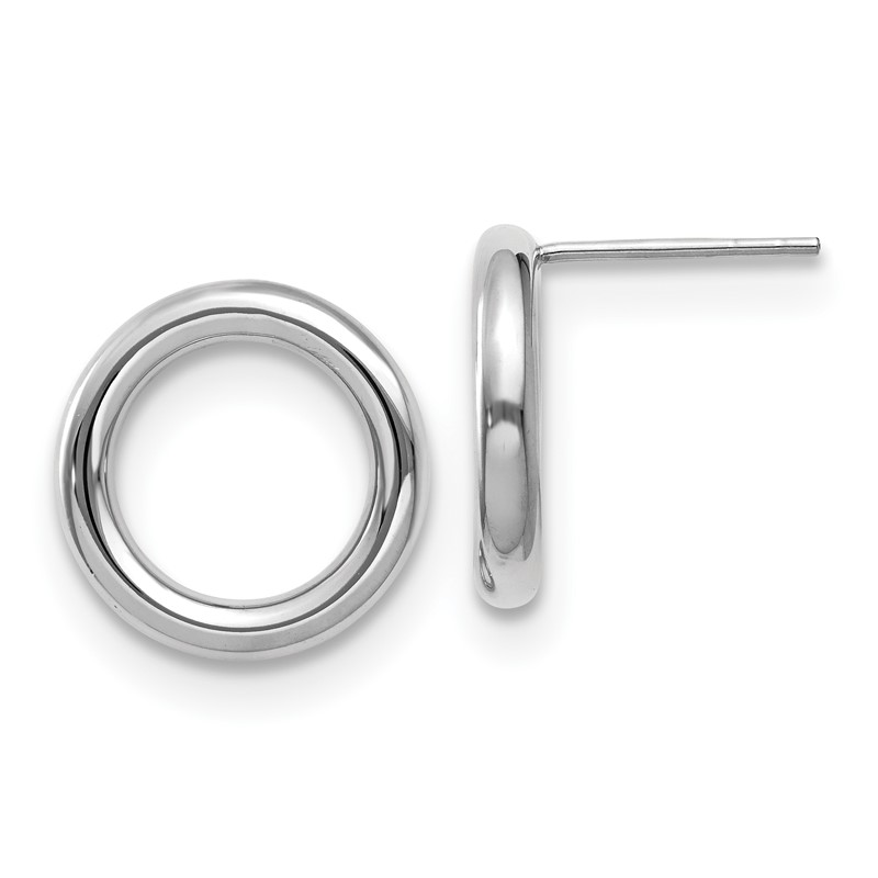 14K White Gold Polished Circle Post Earrings