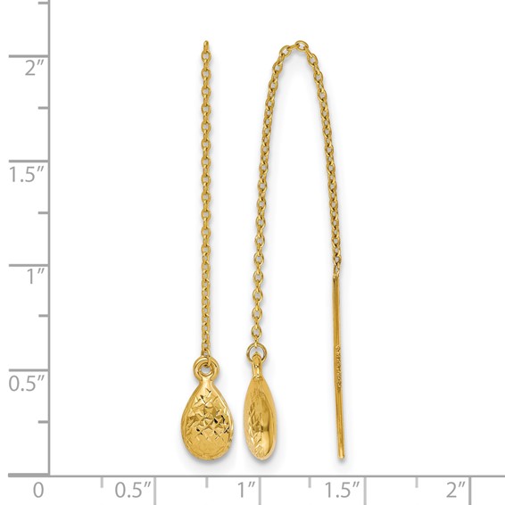 Leslie's 14K Polished and Textured Tear Drop Threader Earrings