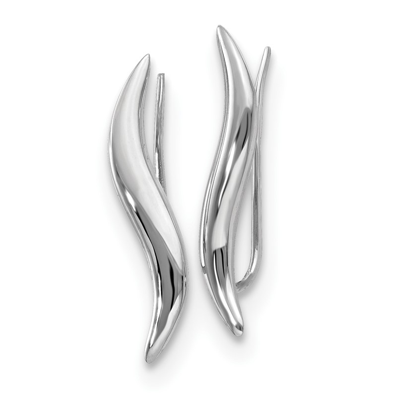 14K White Gold Polished Fancy Ear Climber Earrings