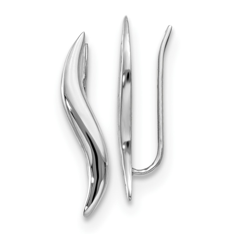 14K White Gold Polished Fancy Ear Climber Earrings