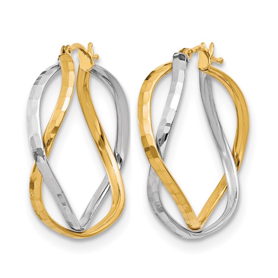 Leslie's 14K with Rhodium Polished Criss Cross Hoop Earrings