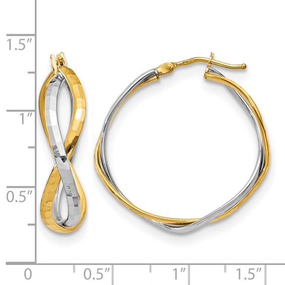 Leslie's 14K with Rhodium Polished Criss Cross Hoop Earrings