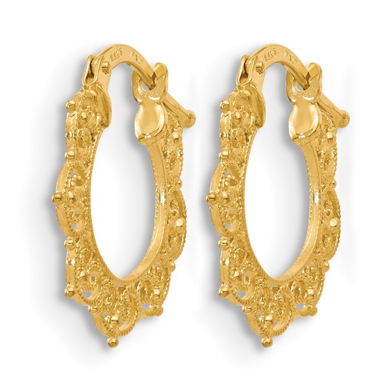 Leslie's 14K Polished Fancy Pattern Hoop Earrings