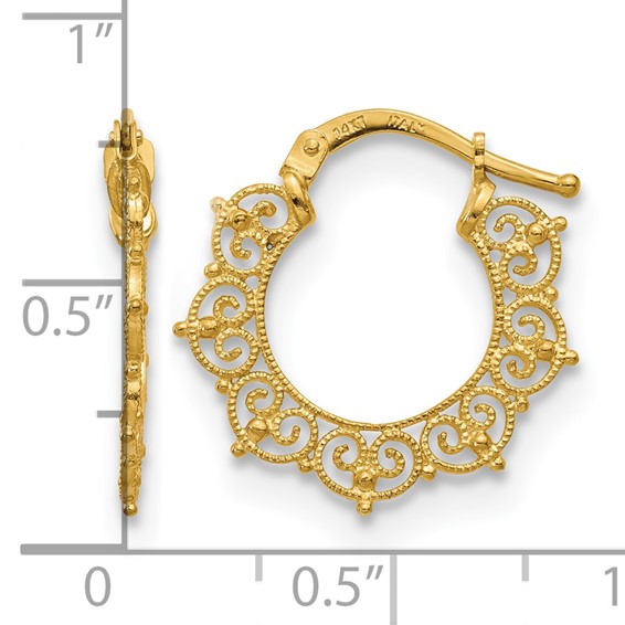 Leslie's 14K Polished Fancy Pattern Hoop Earrings