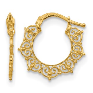 Leslie's 14K Polished Fancy Pattern Hoop Earrings