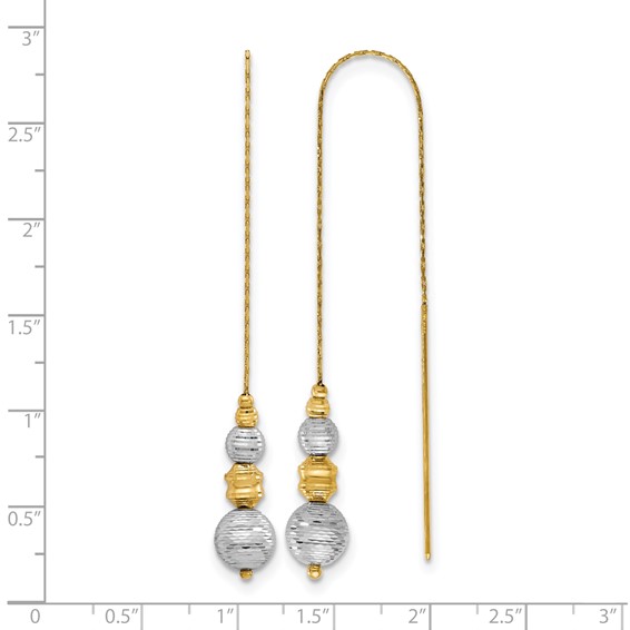 Leslie's 14K Two-tone Textured Beads Threader Earrings