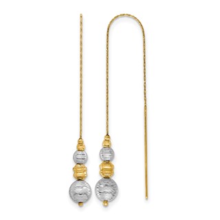 Leslie's 14K Two-tone Textured Beads Threader Earrings