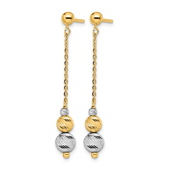 Leslie's 14K Two-tone Polished and Textured Dangle Earrings