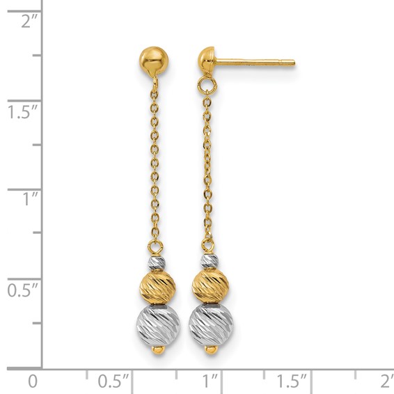 Leslie's 14K Two-tone Polished and Textured Dangle Earrings