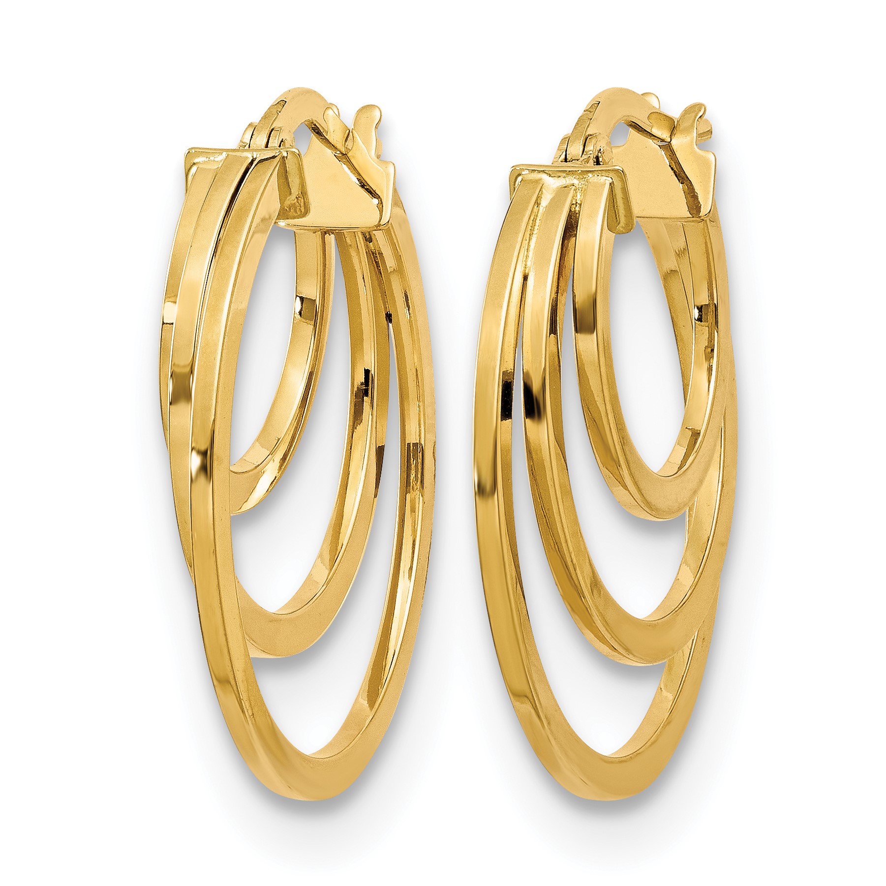 Triple Hoop Gold Earrings