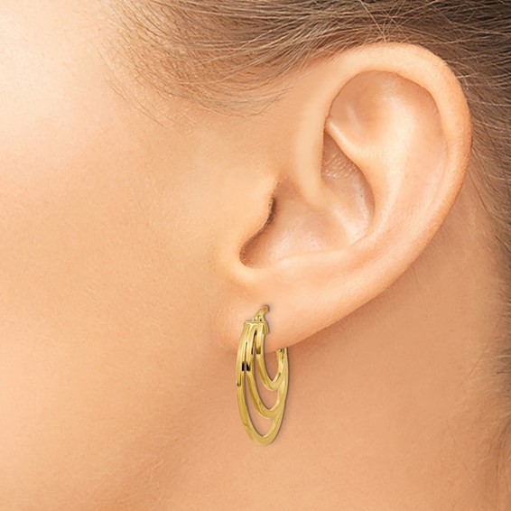 Leslie's 14K Polished Fancy 3 Hoop Earrings