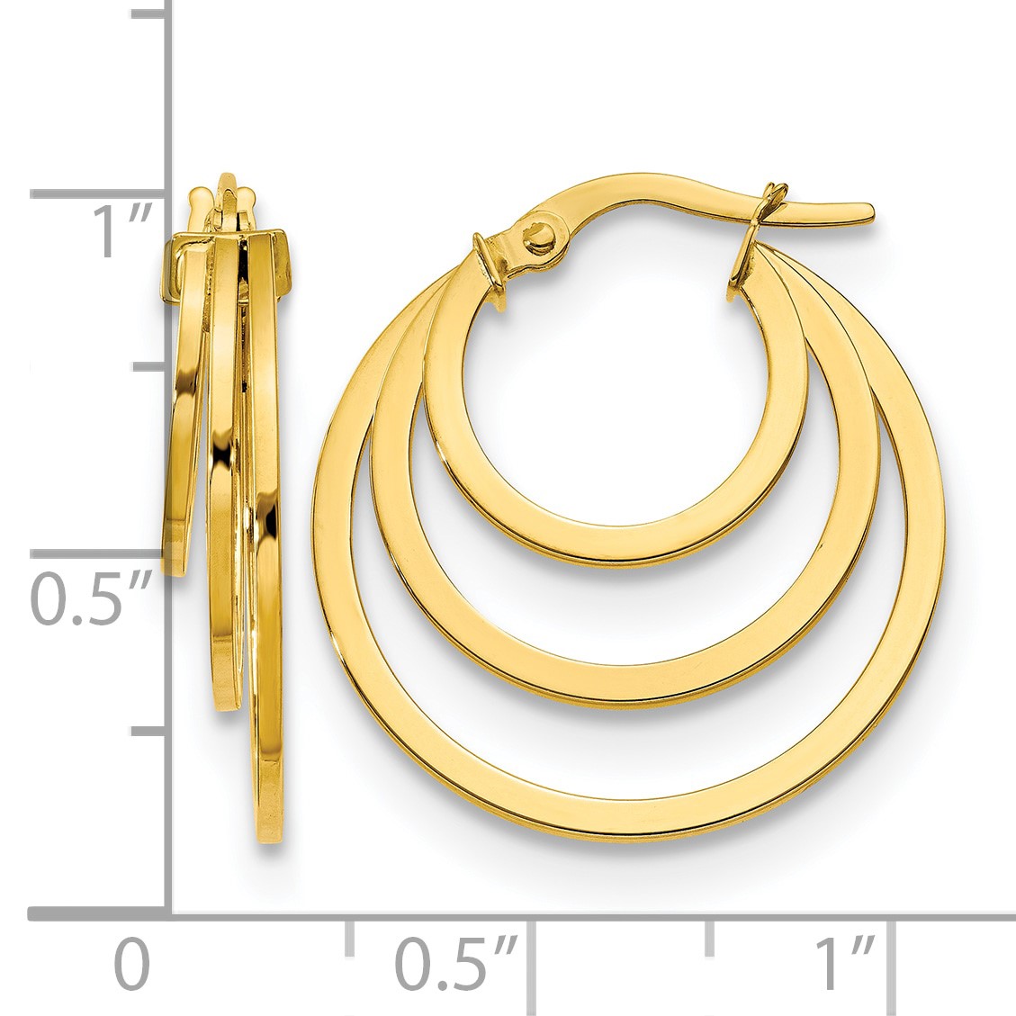 Triple Hoop Gold Earrings