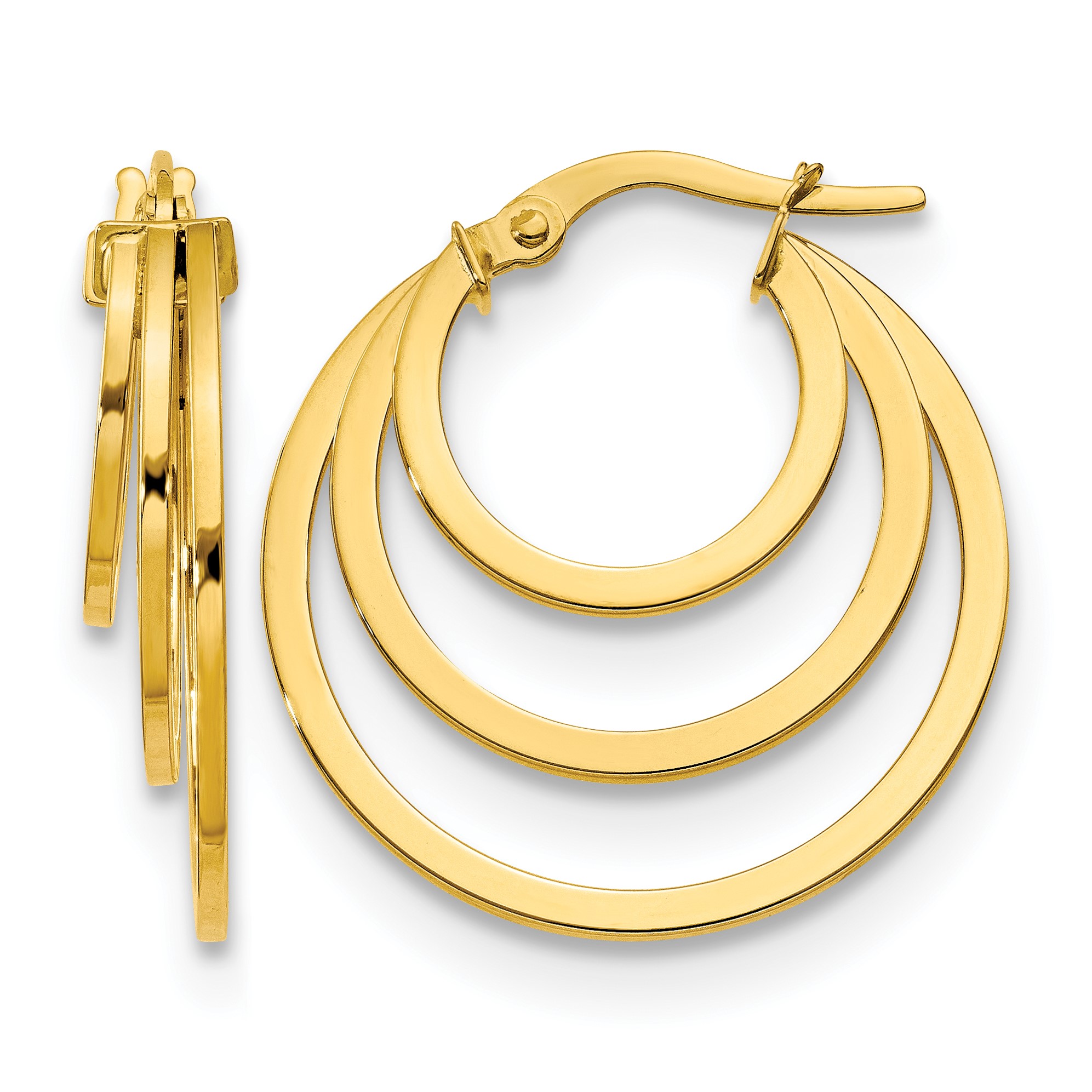 Triple Hoop Gold Earrings