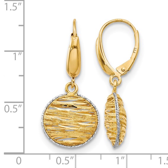 Leslie's 14K w/Rhodium Polished D/C Hollow Earrings