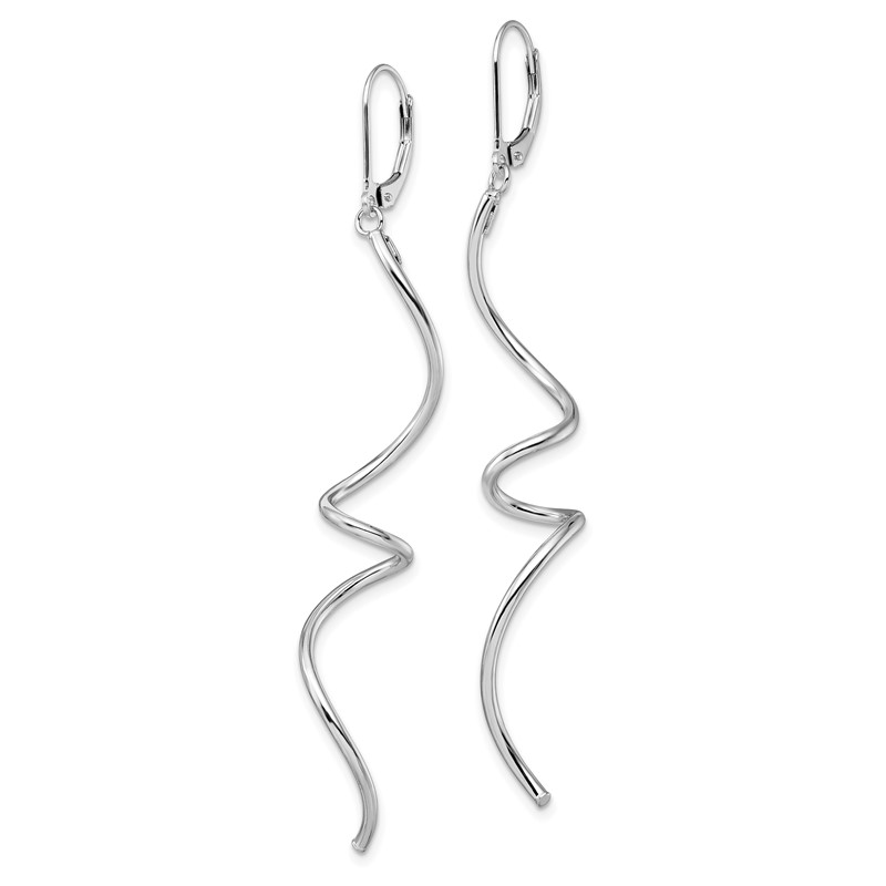 14K White Gold Twisted Leverback Earrings