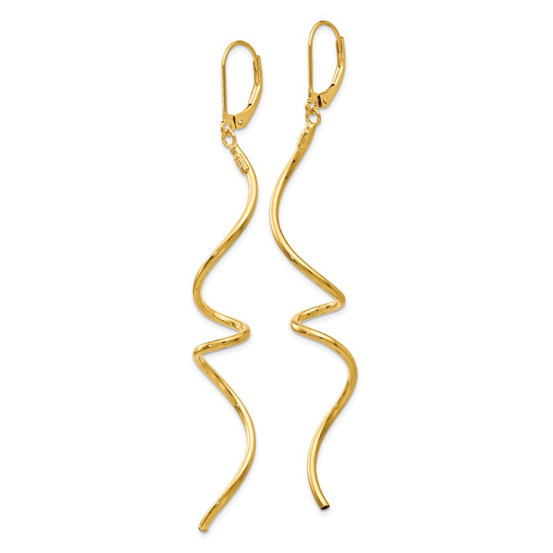 14K Polished Twisted Leverback Earrings