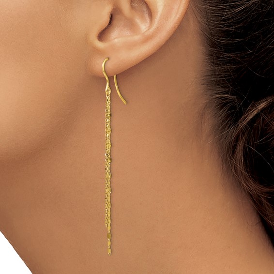 Leslie's 14K Polished Tassel Dangle Shephard Hook Earrings