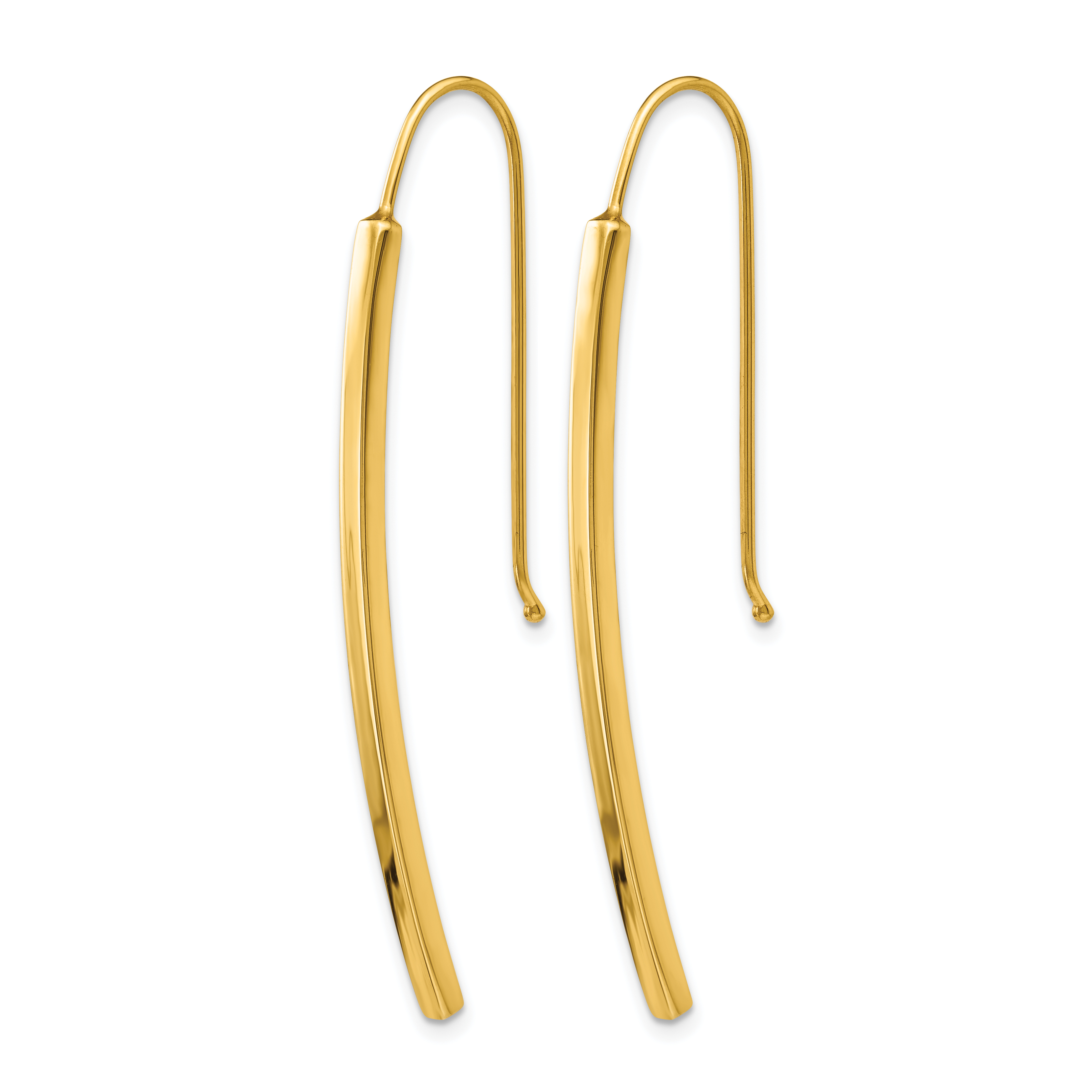 Gold Curved Bar Drop Earrings
