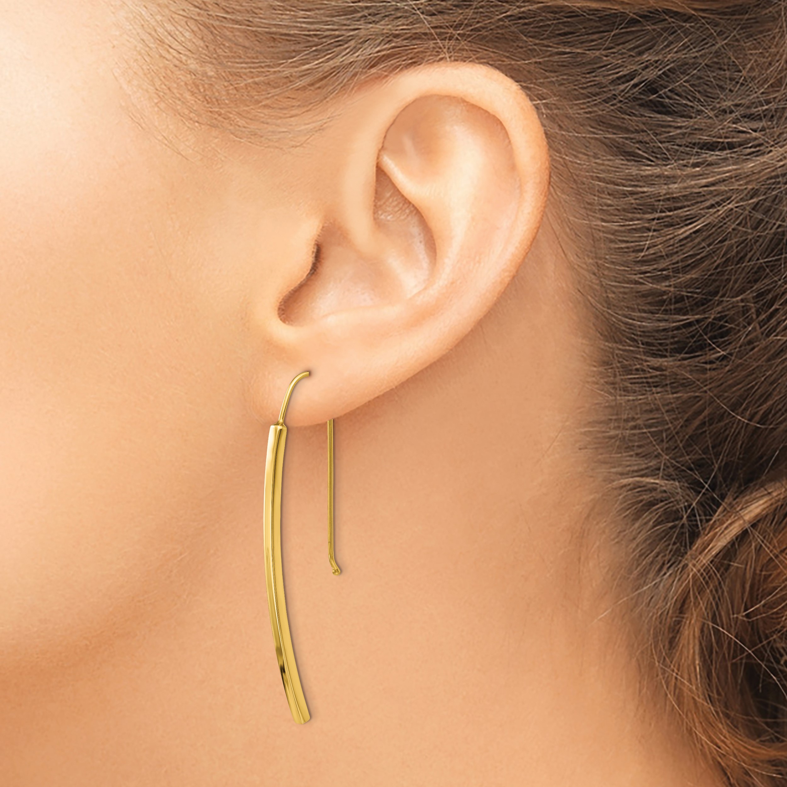 Gold Curved Bar Drop Earrings