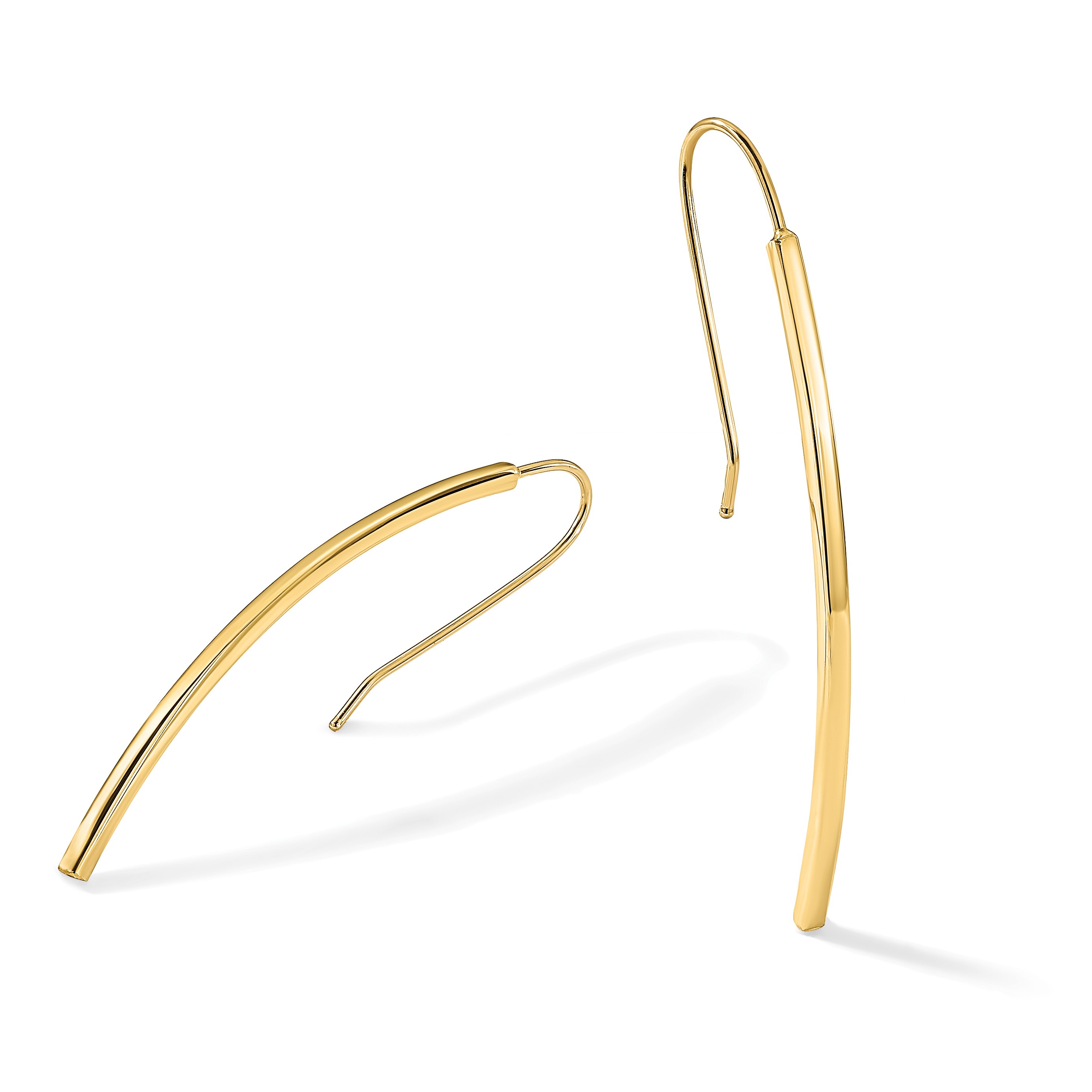 Gold Curved Bar Drop Earrings
