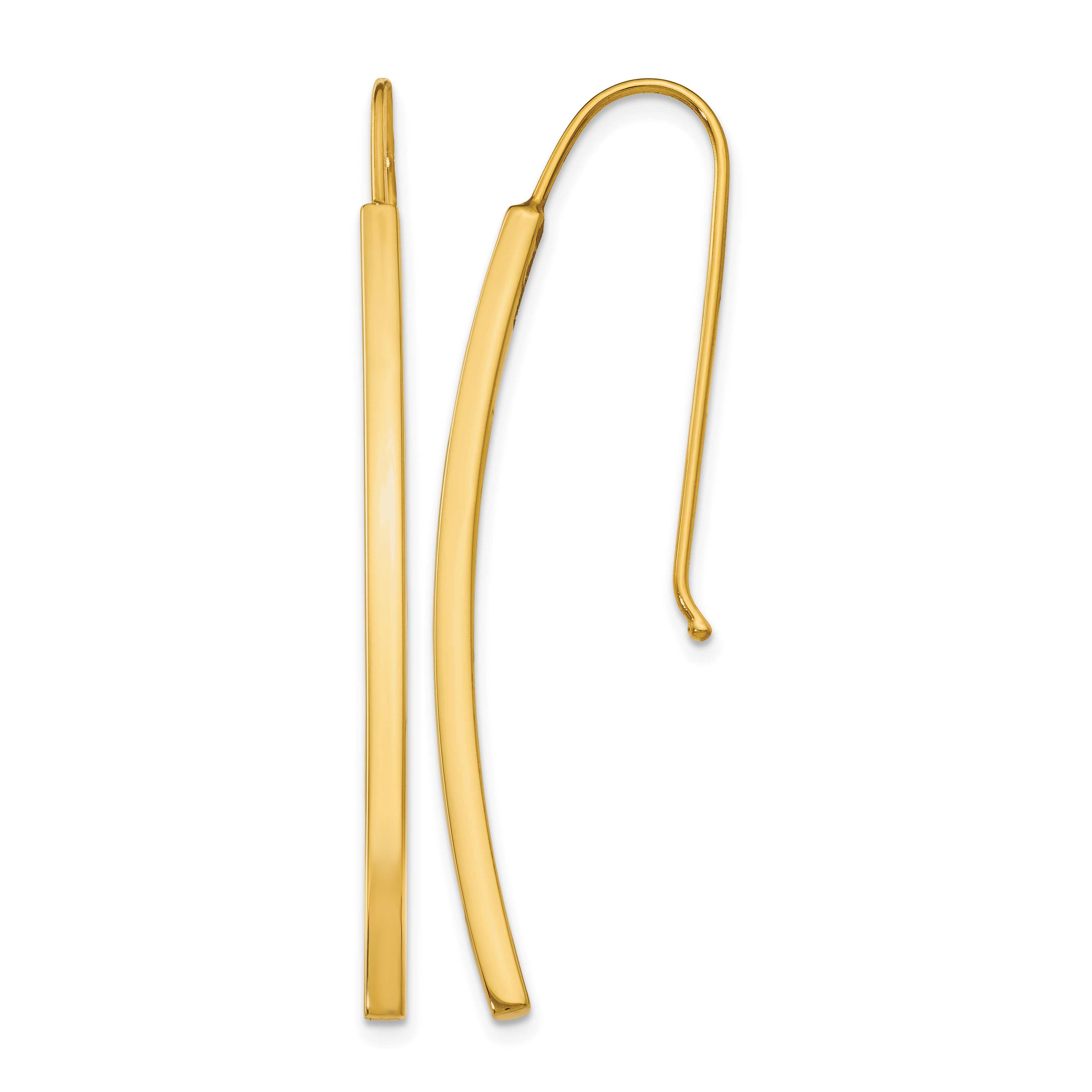 Gold Curved Bar Drop Earrings