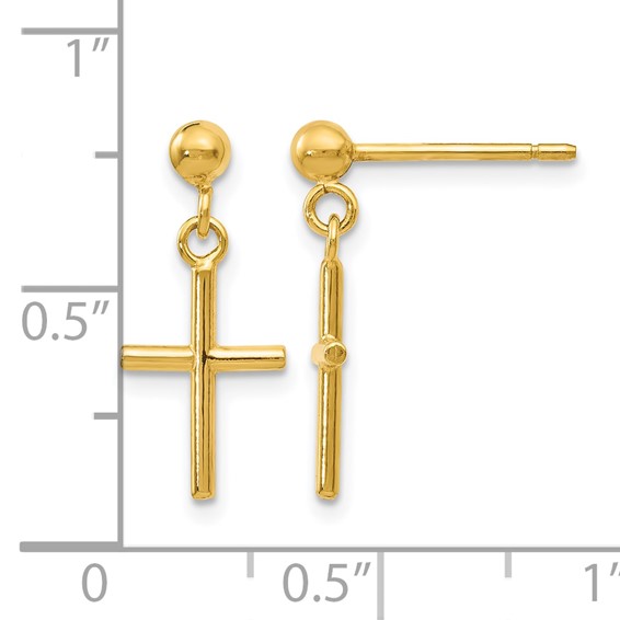 Leslie's Gold Polished Dangle Cross Post Earrings