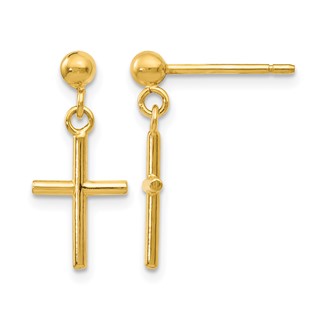 Leslie's Gold Polished Dangle Cross Post Earrings