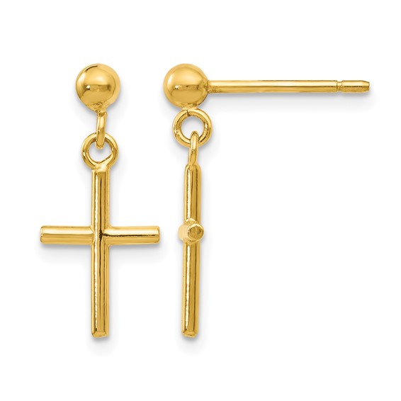 Leslie's Gold Polished Dangle Cross Post Earrings