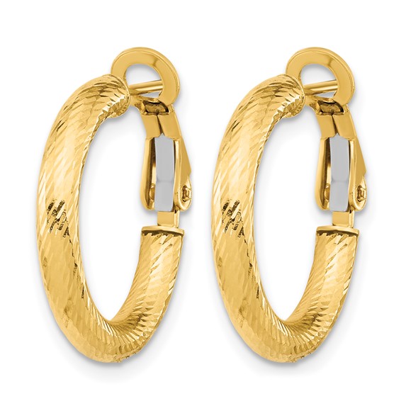 Leslie's 14K 3x15 D/C Round Omega Back Hoop Earrings