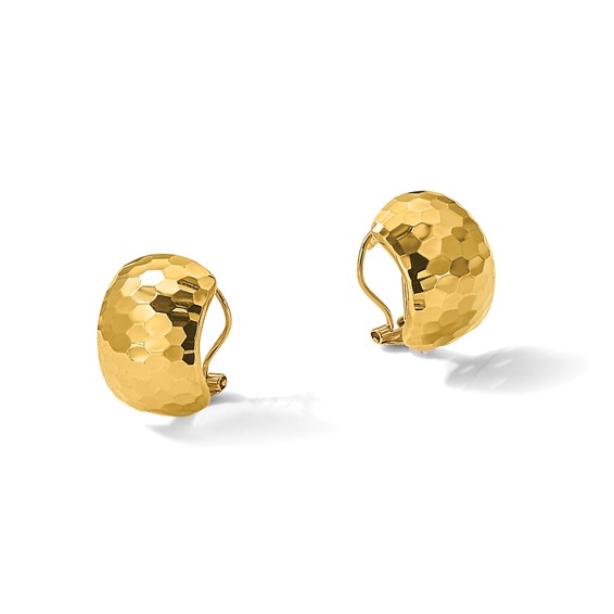 Leslie's 14K Polished Hammered Omega Back Earrings