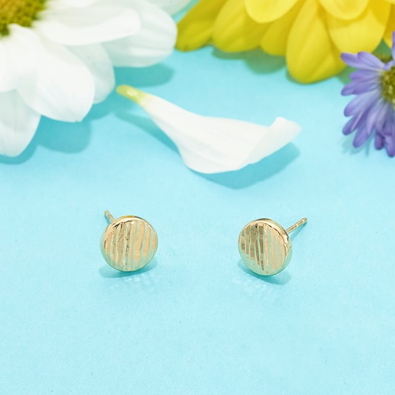 Leslie's Gold Polished and Grooved Post Earrings