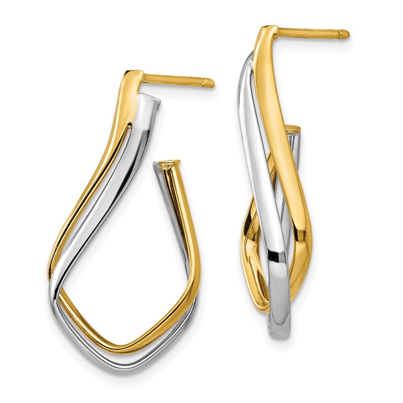 14K w/Rhodium Polished Post Earrings