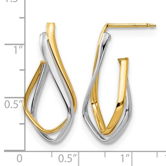 Leslie's 14K w/Rhodium Polished Post Earrings