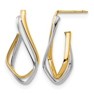 Leslie's 14K w/Rhodium Polished Post Earrings