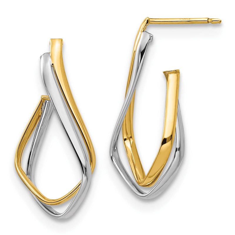 14K w/Rhodium Polished Post Earrings