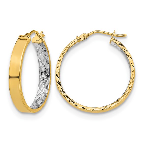Leslie's Gold with Rhodium Polished and D/C Hoop Earrings