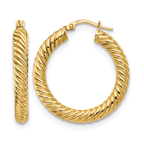 Leslie's 14K Polished Twisted Hoop Earrings