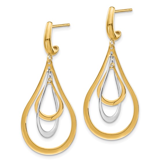 Leslie's 14K Two-tone Polished Post Dangle Earrings