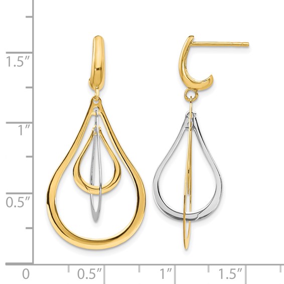 Leslie's 14K Two-tone Polished Post Dangle Earrings