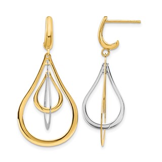 Leslie's 14K Two-tone Polished Post Dangle Earrings