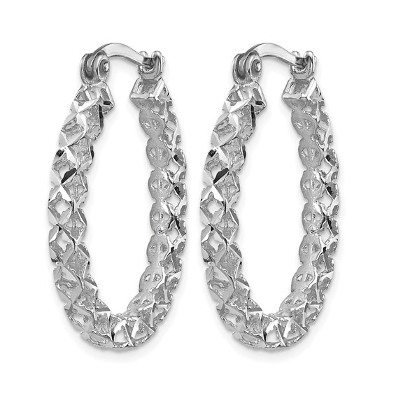 Leslie's 14K White Gold Polished D/C Hollow Hoop Earrings