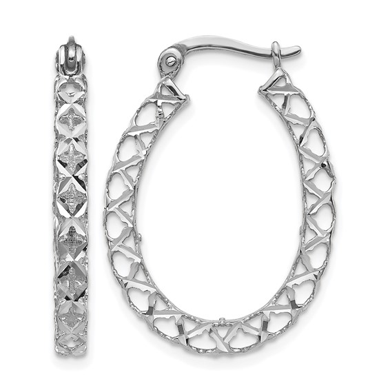 Leslie's 14K White Gold Polished D/C Hollow Hoop Earrings