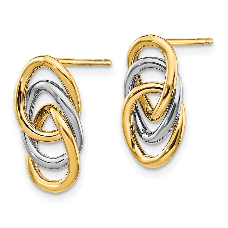 14K Two-tone Polished Circles Post Earrings