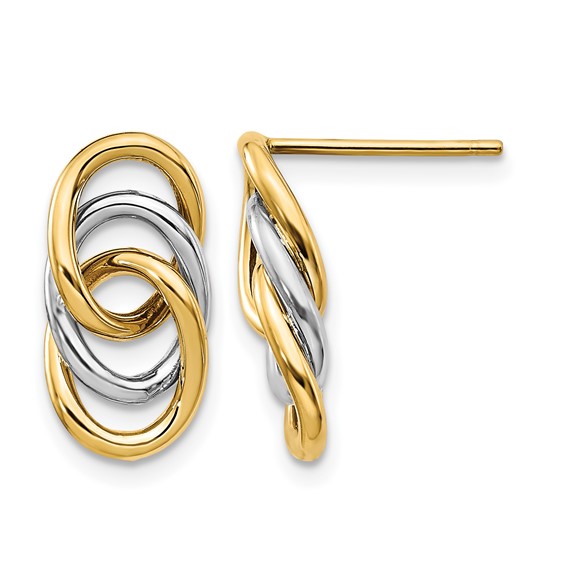 Leslie's 14K Two-tone Polished Circles Post Earrings