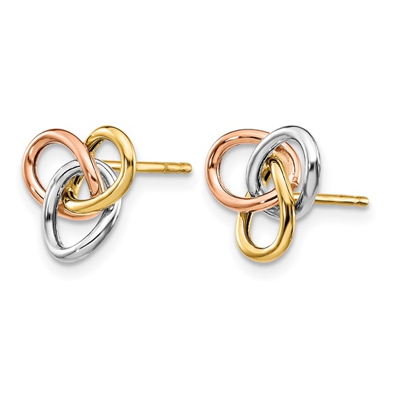 Leslie's 14K Tri-color Polished Rings Post Earrings