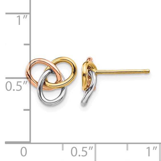 Leslie's 14K Tri-color Polished Rings Post Earrings