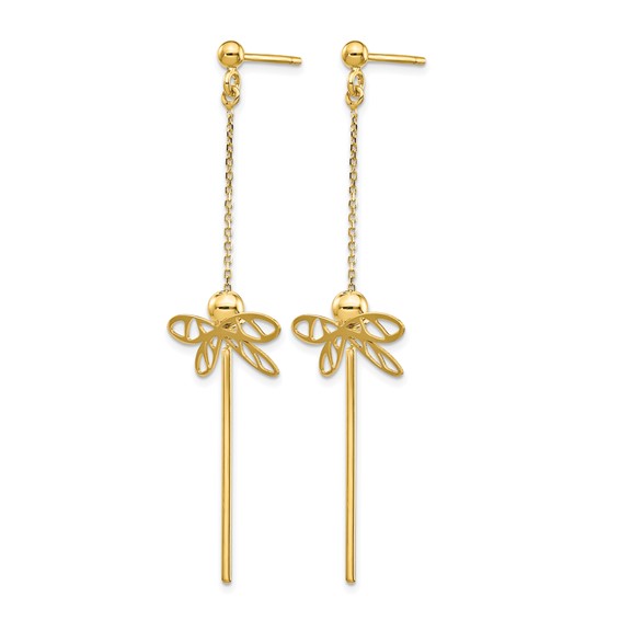 Leslie's 14K Polished Dragonfly Post Dangle Earrings